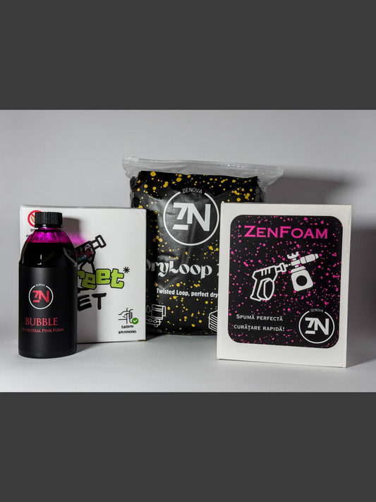 QuickWash & Dry Pro – Pistol Presiune + Lance Spumare + Prosop Uscare + Spuma Roz